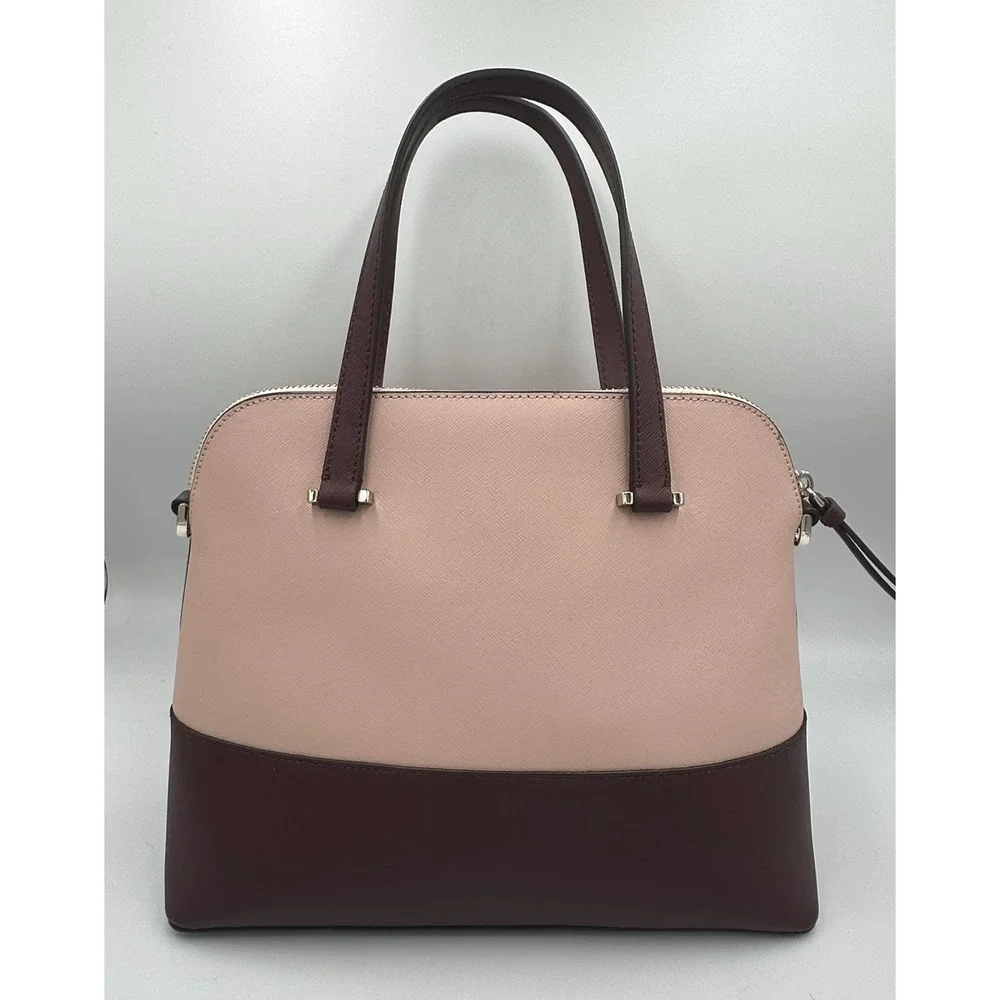 Kate Spade Maise Medium Dome Satchel Pink Wine‎ Colorblock Saffiano Leather